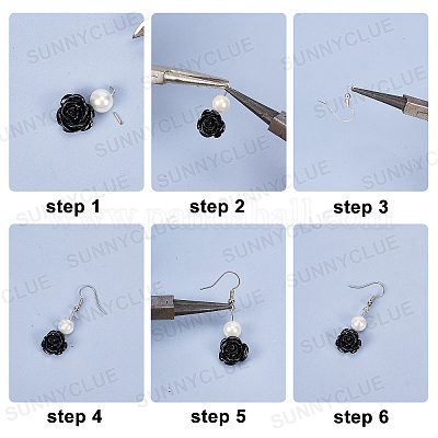 Наборы для самостоятельного изготовления сережек-подвесок в виде цветка DIY-SC0001-36-1