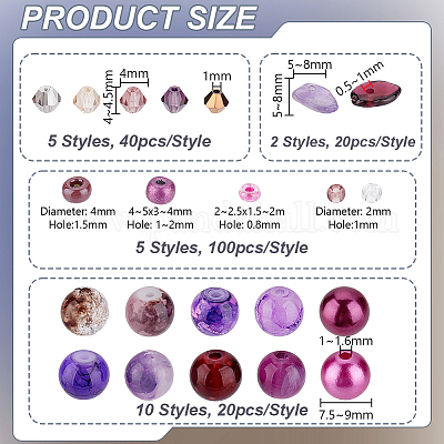 Наборы фурнитуры из имитирующего австрийский хрусталь биконуса и смешанных стеклянных бусин GLAA-GA0002-33-1