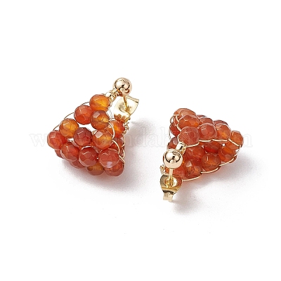 Круглые серьги-кольца из натурального агата из латуни EJEW-TA00620-01-1