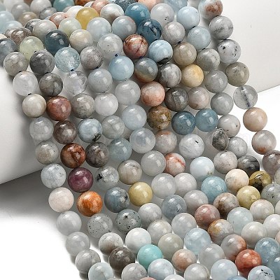 Natürliche Aquamarin Perlen Stränge&nbsp;G-F591-29B-8mm-05-1