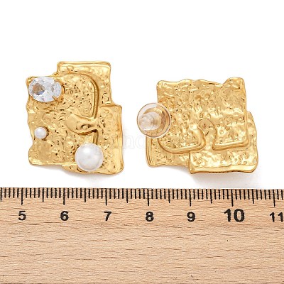 Серьги-гвоздики из нержавеющей стали 304 с кубическим цирконием EJEW-Z110-03G-01-1