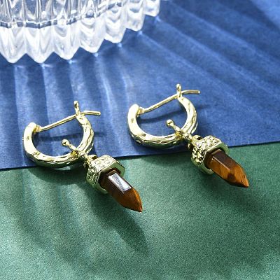 Серьги из натурального тигрового глаза EJEW-P306-01G-09-1