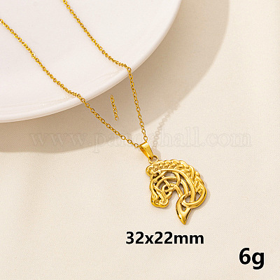 304ステンレススチール製馬ペンダントネックレス アズキチェーン