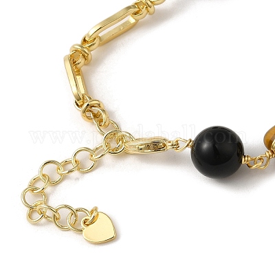 Браслеты из натурального тигрового глаза BJEW-C051-35G-1