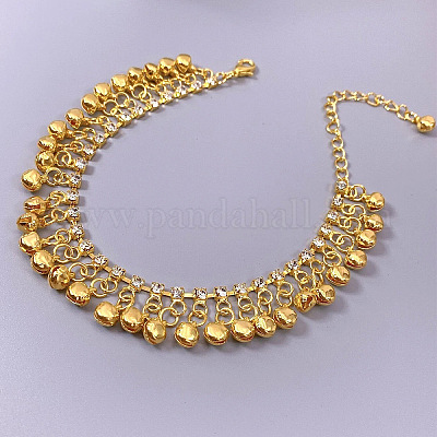 Браслеты на ногу из сплава с кристаллами и стразами в виде колокольчика с кисточками для женщин WG95FC9-04-1