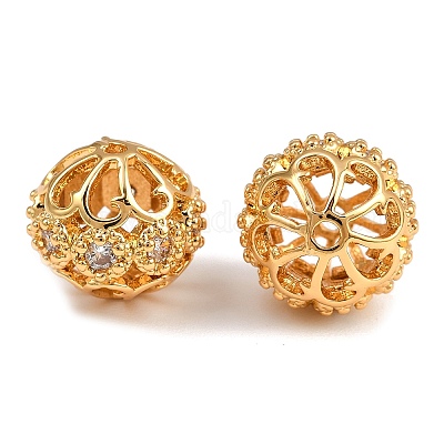 Латунные микро проложить кубического циркония бусы KK-F910-04G-1