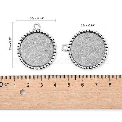 Тибетский стиль старинное серебро литые плоские круглые сеттинги подвеска кабошон TIBEP-M022-38AS-1