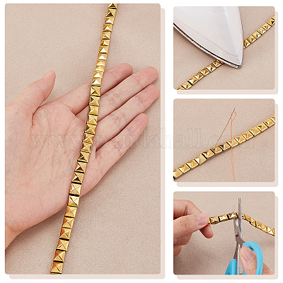 5 ярд шнура из нержавеющей стали с квадратными заклепками и шипами STAS-WR0001-02G-1