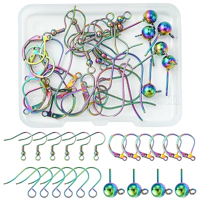 32 шт. 4 стиля из нержавеющей стали: французские крючки для сережек STAS-FS0001-62-1
