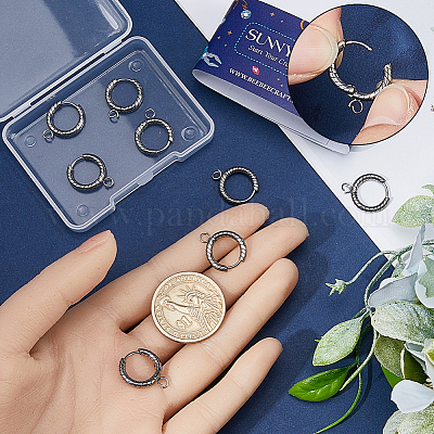 12 шт. фурнитура для сережек-колец из нержавеющей стали 201 STAS-SC0007-97-1