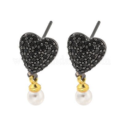 Серьга-гвоздик из латуни с микропаве из кубического циркония EJEW-C102-09EB-1