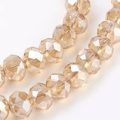 Стеклянные бусины с гальваническим покрытием  GLAA-K027-PL-A07-1