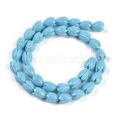 Нити резных бусин синтетического коралла CORA-K009-02-1