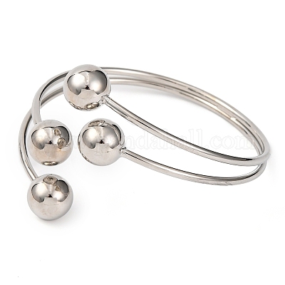 Латунь манжеты браслеты для женщин BJEW-F477-02P-01-1