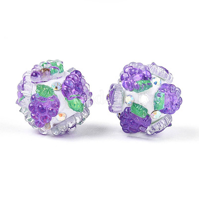 Круглые бусины из смолы в виде фруктов RESI-T059-03B-1