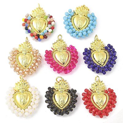 Латунь стекло кулоны KK-Z101-08G-1