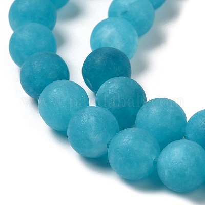 Naturels teints en blanc perles de jade brins&nbsp;G-M402-B01-02-1