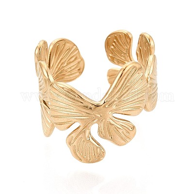 Открытые кольца-манжеты из нержавеющей стали 304 с ионным покрытием (IP) для женщин RJEW-N052-12G-1