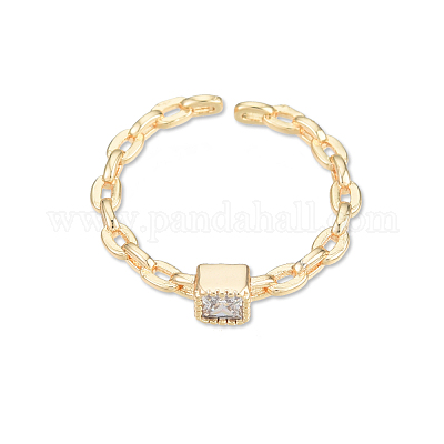 Открытое кольцо-манжета из прозрачного кубического циркония для женщин RJEW-N039-06LG-1