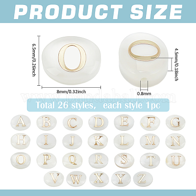 26 шт. 26 вида натуральных белых ракушечных бусин овальной формы BSHE-PH0001-59-1