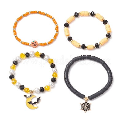 Стеклянные подвески и браслеты с подвесками из ракушек и жемчуга ручной работы из полимерной глины и эмали BJEW-TA00660-1