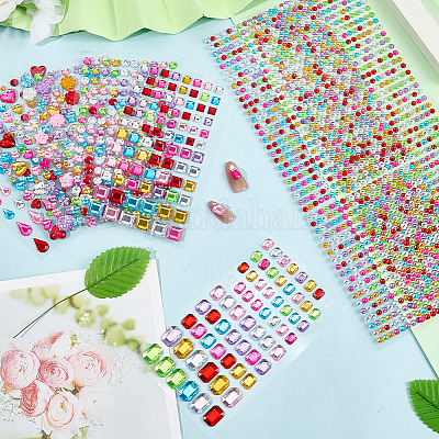 8 шт. 7 стиля акриловых страз самоклеящиеся наклейки STIC-SP0001-11-1