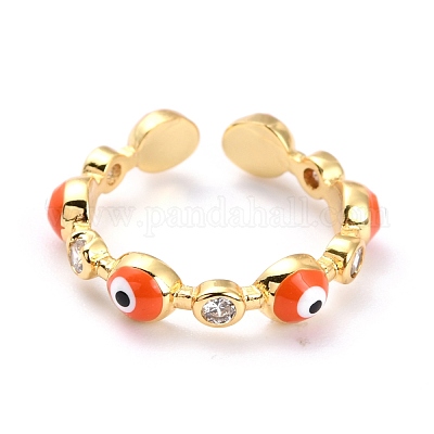 Латунные кольца из манжеты с прозрачным цирконием RJEW-O046-02G-1