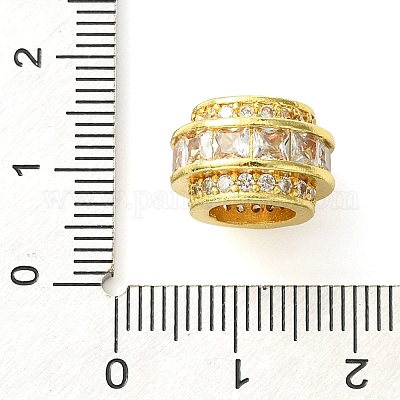 Реечное покрытие латунь микро паве прозрачный кубический цирконий европейские бусины KK-G501-05G-1