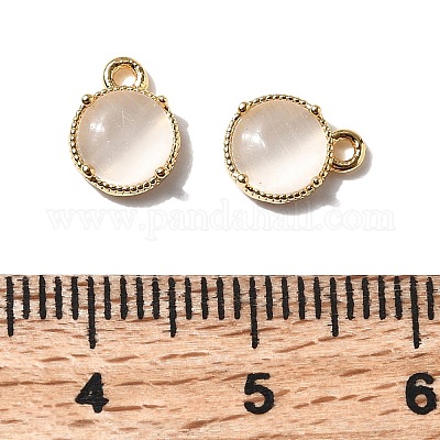 Плоские круглые латунные подвески KK-D024-03B-G-1