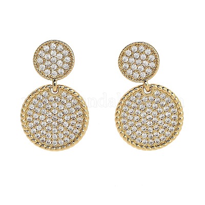 Серьги-гвоздики с цирконом из латуни EJEW-M097-01B-G-1