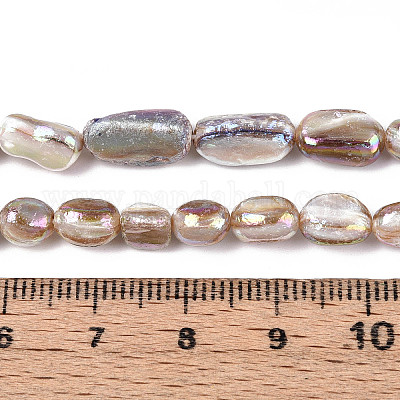 Нити бусин из натуральных пресноводных раковин с гальваническим покрытием SHEL-T020-33-1