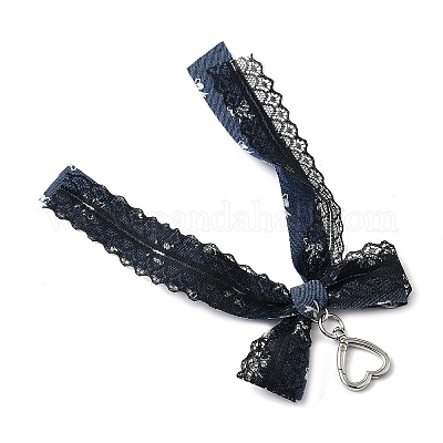 2 шт. подвесные украшения из полиэстеровой кружевной ленты с бантом 2 цветов HJEW-JM04338-1