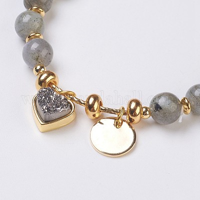 Природные лабрадорита бисер браслеты растянуть BJEW-I261-01D-1