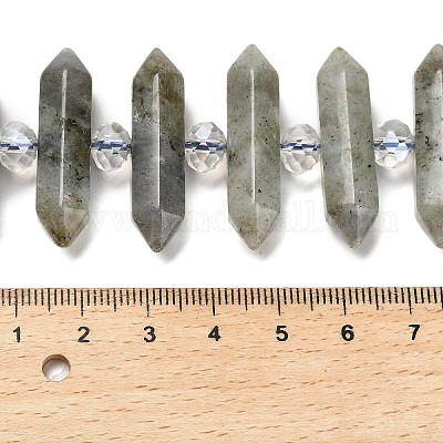 Нити бусин из натурального лабрадорита с двойными концами G-H069-B04-01-1