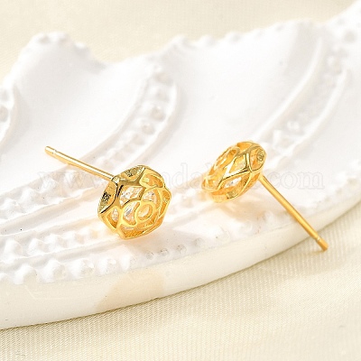 Серьги-гвоздики rose 925 из стерлингового серебра с микропаве из прозрачных кубических цирконий EJEW-S271-01G-1