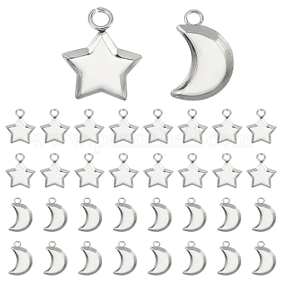 40 шт. 2 стиля подвески из нержавеющей стали 304 с кабошонами STAS-DC0003-76-1