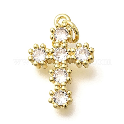 Латунные микропаве прозрачные подвески с фианитом KK-M309-02G-1