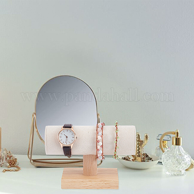 Т-образные стойки с бархатным браслетом и деревянным основанием AJEW-WH0471-127B-1