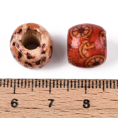 Печатные бусы из натурального дерева WOOD-N018-07-1