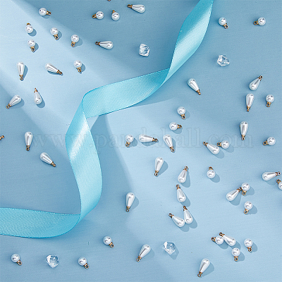 100 шт. 2 стиля пластиковых подвесок с имитацией жемчуга KK-FH0006-95-1