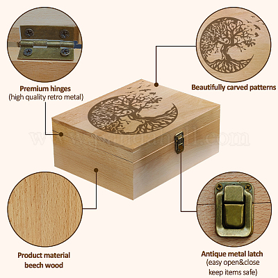 Прямоугольные деревянные коробки на память с крышками CON-WH0101-004-1