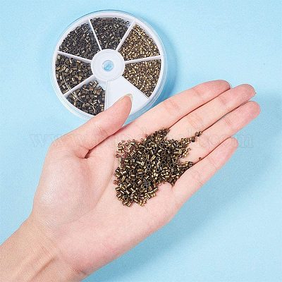 Зажимные бусины из латуни KK-PH0035-14-AB-1