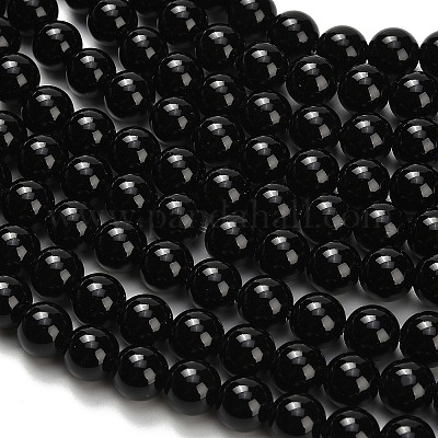 Натуральные бусины из черного оникса (окрашенные и нагретые) G-H329-C06-6mm-1