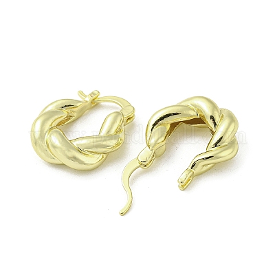 Серьги-кольца из латуни с витой веревкой EJEW-Z035-01G-1