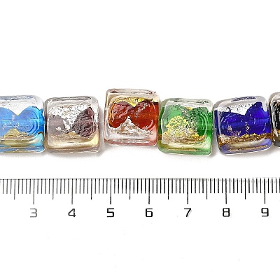 Бусины ручной работы из золотой и серебряной фольги в технике лэмпворк FOIL-C001-01B-01-1