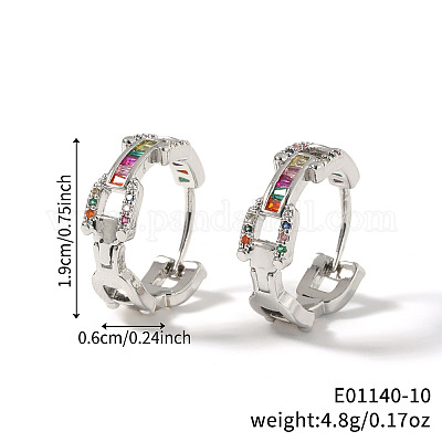 Модные серьги-кольца из латуни с кубическим цирконием DR3389-8-1