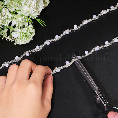 1 ярд латунной цепочки со стразами и искусственным жемчугом OCOR-GL0001-08B-1