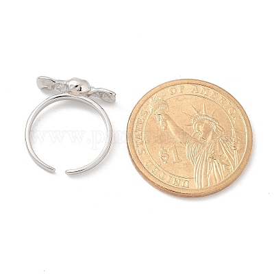 925 открытое кольцо-манжета из стерлингового серебра с бантом для женщин RJEW-R008-02S-01-1