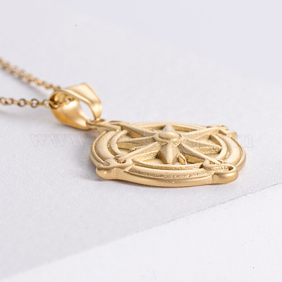 Винтажные ожерелья из нержавеющей стали с подвеской в виде компаса для мужчин MA3570-1