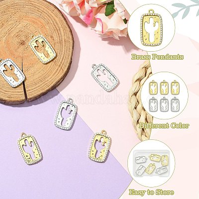 6 шт. 2 цвета латунные подвески с микропаве и кубическим цирконием KK-CJ0003-22-1